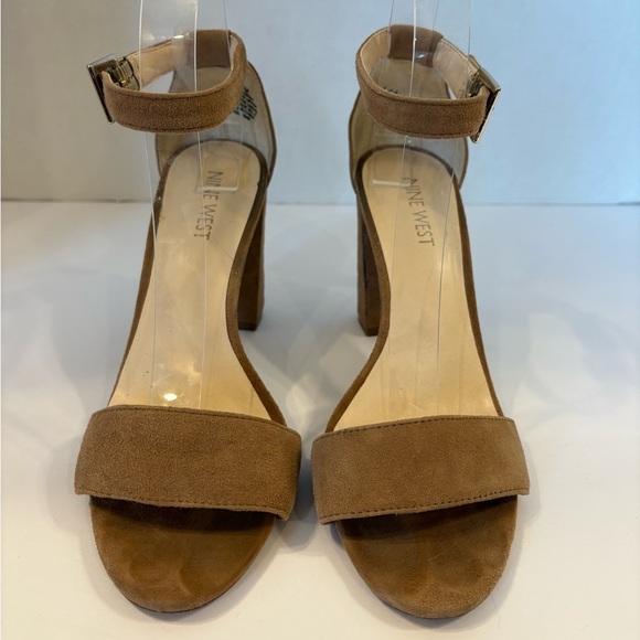 Nine West tan leather block heel open toe heels sandals size 7 M - Picture 11 of 11